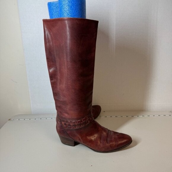 Vintage Redwood Leather Made in Italy Western Boho Tall Boots Size 40 1/2 - Picture 4 of 16